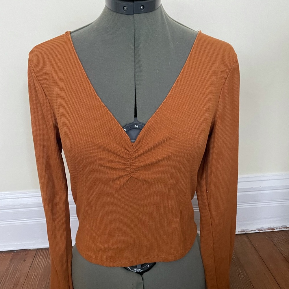 Never worn, long sleeved ruched neck line top! (Target)